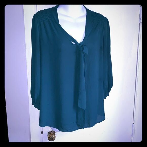 FOREVER 21 Hunter Green Blouse-M - Picture 1 of 6